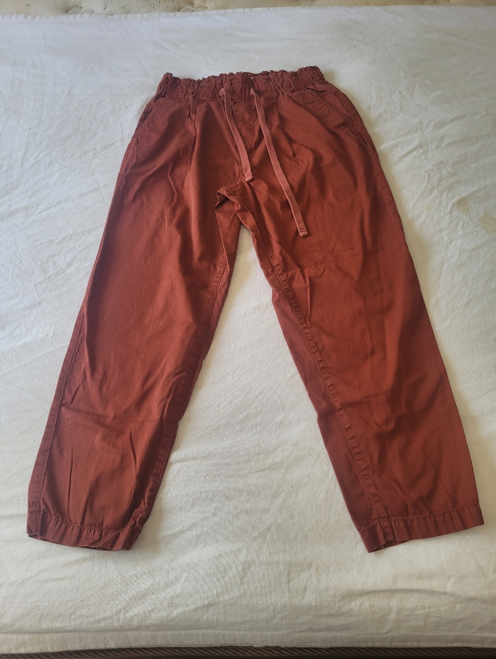 Loft Paper Bag Pull On Pants Women’s Size S High Rise Tapered Leg Cotton